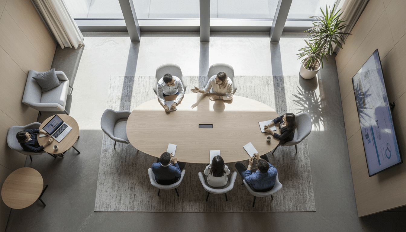 Modern focus group facility with one-way mirror and recording setup